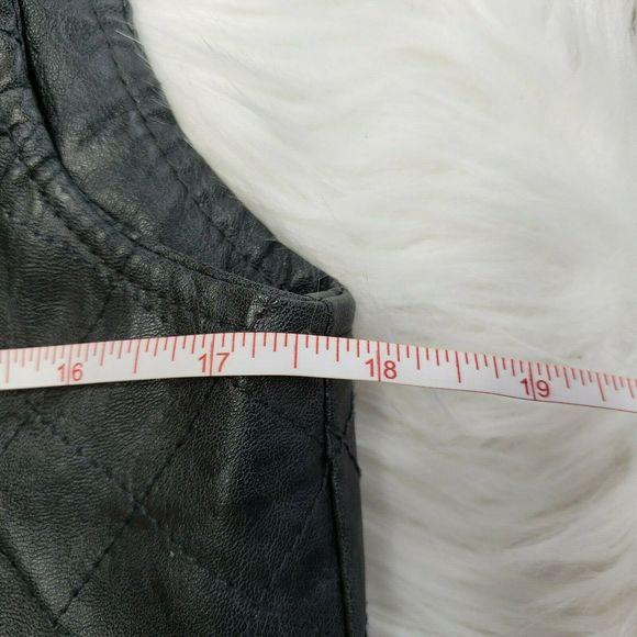ASHLEY Size M Dark Gray Faux Leather Vest Moto Zip - Picture 6 of 7